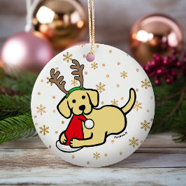Yellow Labrador und Santa Christmas Cartoon Keramik Ornament