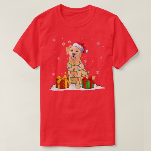 Yellow Labrador Weihnachtsbaum Lichter Xmas P T-Shirt (Design vorne)