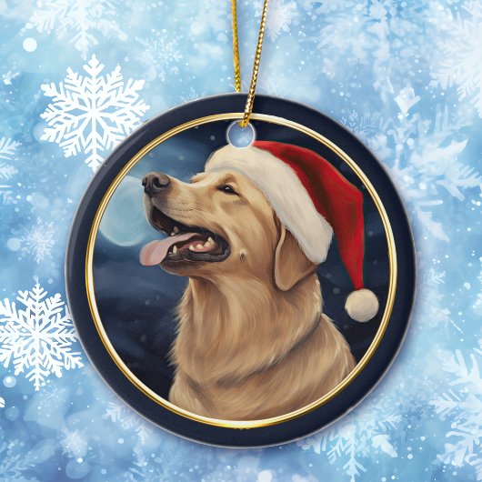 Yellow Labrador Weihnachtsmannmütze Weihnachten Keramik Ornament