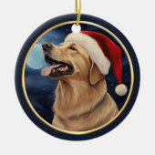 Yellow Labrador Weihnachtsmannmütze Weihnachten Keramik Ornament (Vorne)