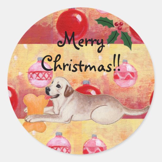 Yellow Labrador Weihnachtsschmuck Stickers (Vorderseite)