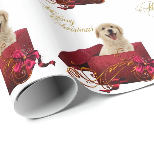 Yellow Labrador Weihnachtswrapping Paper Geschenkpapier (Rolleneckpunkt)