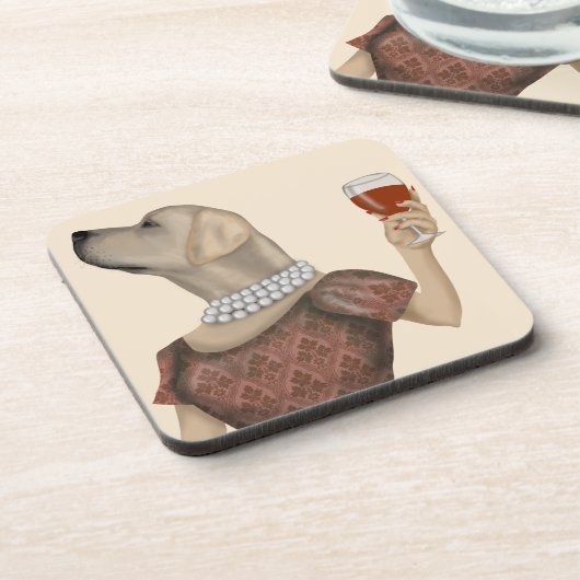 Yellow Labrador Wine Snob Getränkeuntersetzer (Linke Seite)