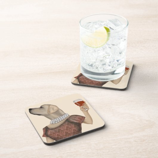 Yellow Labrador Wine Snob Getränkeuntersetzer (Rechte Seite)