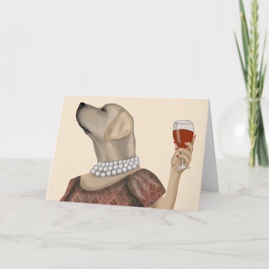Yellow Labrador Wine Snob Karte (Vorderseite)