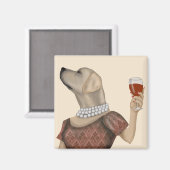 Yellow Labrador Wine Snob Magnet (Vorderseite/Rückseite)