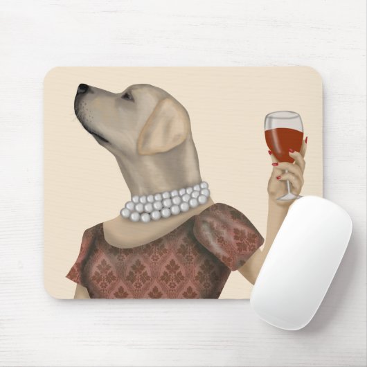 Yellow Labrador Wine Snob Mousepad (Mit Mouse)