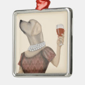 Yellow Labrador Wine Snob Ornament Aus Metall (Links)