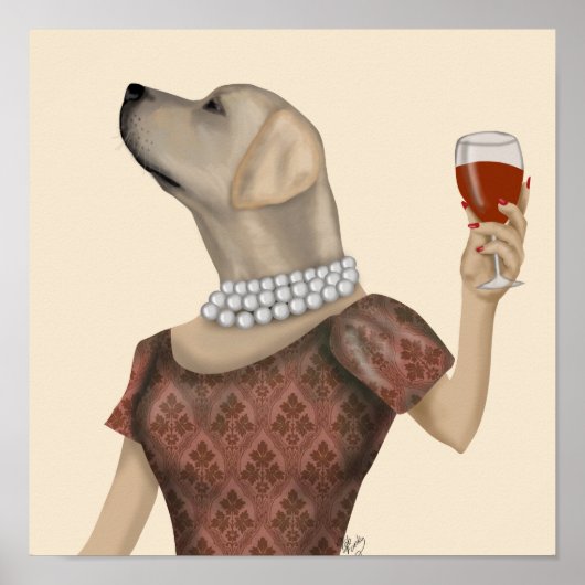 Yellow Labrador Wine Snob Poster (Vorne)