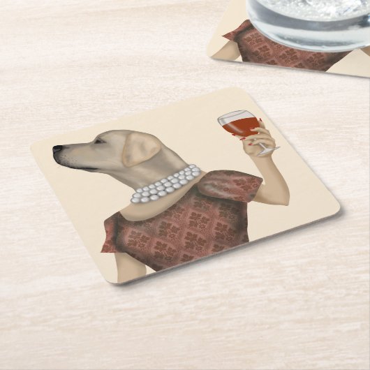 Yellow Labrador Wine Snob Rechteckiger Pappuntersetzer (angewinkelt)