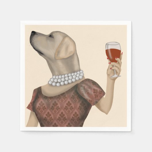 Yellow Labrador Wine Snob Serviette (Vorderseite)