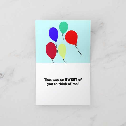 Yellow Lächeln Hummeln und Balloons Vielen Dank Dankeskarte (Innenseite)