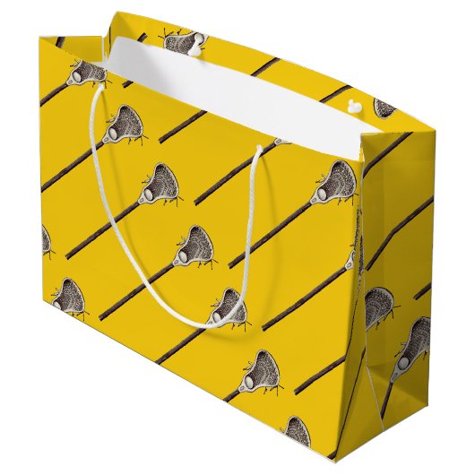 Yellow Lacrosse Große Geschenktüte (Rückseite Schrägansicht)