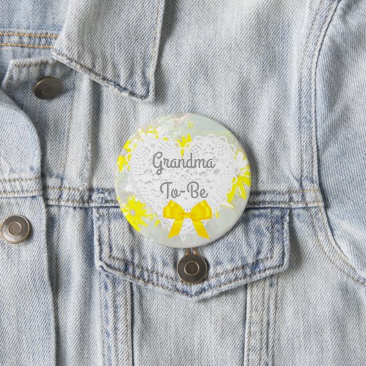 Yellow Lacy Oma-to-Be Baby Duschknopf Button (Beispiel)