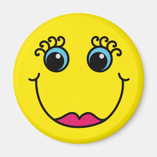 Yellow Lady Emoji Face Magnet (Vorne)
