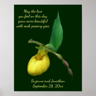 Yellow Lady Slipper Blume Hochzeit Personalisiert Poster