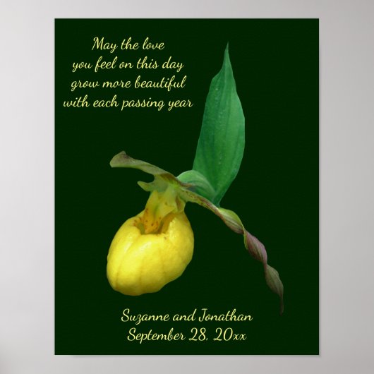 Yellow Lady Slipper Blume Hochzeit Personalisiert Poster (Vorne)