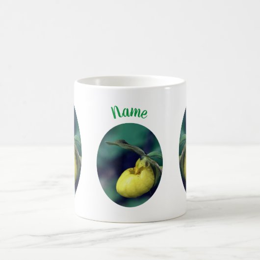 Yellow Lady Slipper Blume Personalisiert Kaffeetasse (Mittel)