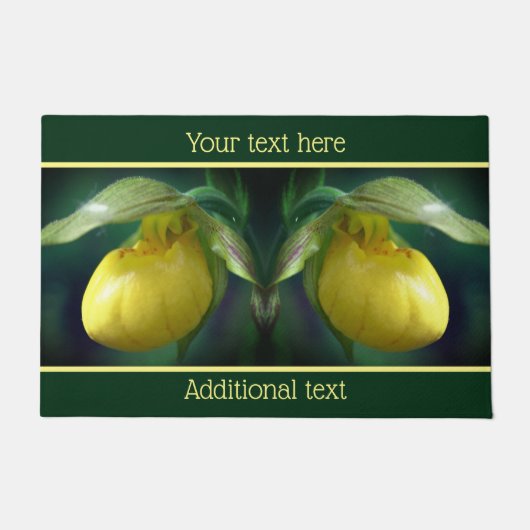 Yellow Lady Slipper Orchid Blume Personalisiert Fußmatte (Vorderseite)