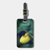 Yellow Lady Slipper Orchid Blume Personalisiert Gepäckanhänger (Vorderseite vertikal)