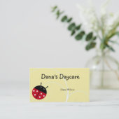 Yellow Ladybug Daycare Business Card Visitenkarte (Stehend Vorderseite)