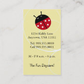 Yellow Ladybug Daycare Business Card Visitenkarte (Rückseite)