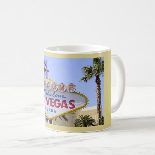 Yellow Las Vegas Nevada Begrüßungszeichen Kaffeetasse (VorderseiteRechts)