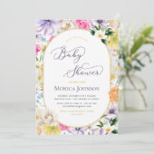 Yellow Lavender Summer Garden Bloom Baby Dusche Einladung (Stehend Vorderseite)