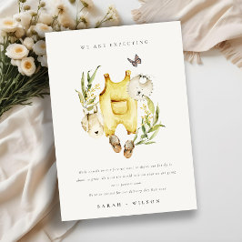 Yellow Leafy Foliage Clothes Kinderankündigung Dankeskarte