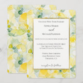 Yellow Lemon Abstract Wedding Einladung (Vorne/Hinten)