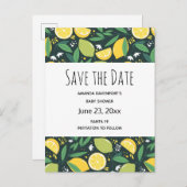 Yellow Lemon and Lime Frucht Pattern Save the Date Einladungspostkarte (Vorne/Hinten)