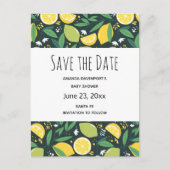 Yellow Lemon and Lime Frucht Pattern Save the Date Einladungspostkarte (Vorderseite)