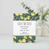 Yellow Lemon and Lime Frucht Pattern Save the Date Einladungspostkarte (Stehend Vorderseite)