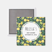 Yellow Lemon and Lime Frucht Pattern Save the Date Magnet (Vorderseite/Rückseite)