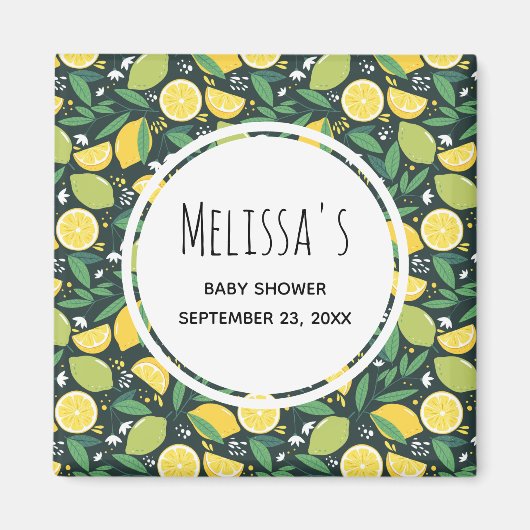 Yellow Lemon and Lime Frucht Pattern Save the Date Magnet (Vorne)