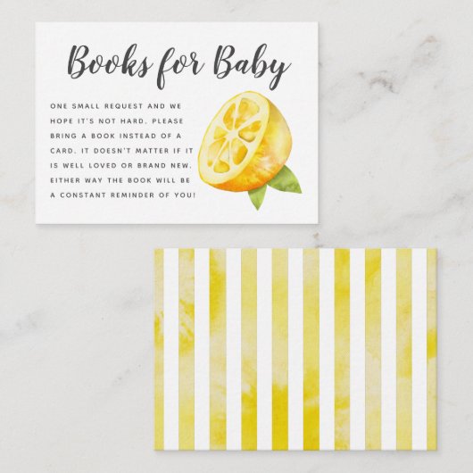 Yellow Lemon Baby Showbuchanfrage Begleitkarte (Vorne/Hinten)