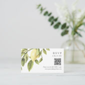 Yellow Lemon Blätter Wedding RSVP Online QR CODE Visitenkarte (Stehend Vorderseite)