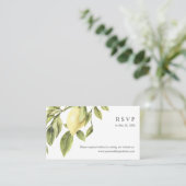 Yellow Lemon Blätter Wedding RSVP Online Website Visitenkarte (Stehend Vorderseite)