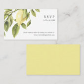 Yellow Lemon Blätter Wedding RSVP Online Website Visitenkarte (Vorne/Hinten)