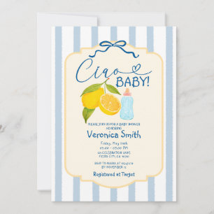 Yellow Lemon Blue Italy Ciao Babydusche Einladung