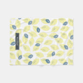 Yellow Lemon Citrus & Blue Grau Leaf Muster Fleecedecke (Vorderseite (Horizontal))