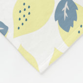 Yellow Lemon Citrus & Blue Grau Leaf Muster Fleecedecke (Ecke)