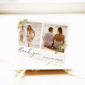 Yellow Lemon Citrus Calligraphy Wedding Dankeskarte