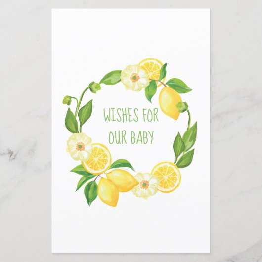 Yellow Lemon Citrus Floral Baby wünscht Karten (Rückseite)