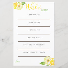 Yellow Lemon Citrus Floral Baby wünscht Karten