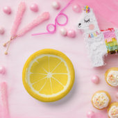 Yellow Lemon Citrus Fruit Slice Artistic Pappteller (Party)