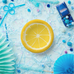 Yellow Lemon Citrus Fruit Slice Artistic Pappteller