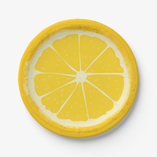 Yellow Lemon Citrus Fruit Slice Artistic Pappteller (Vorderseite)