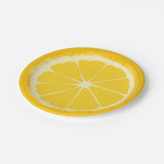 Yellow Lemon Citrus Fruit Slice Artistic Pappteller (Schrägansicht)