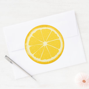 Yellow Lemon Citrus Fruit Slice Artistic Runder Aufkleber